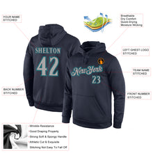Load image into Gallery viewer, Custom Stitched Navy Gray-Aqua Sports Pullover Sweatshirt Hoodie