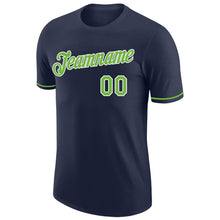 Load image into Gallery viewer, Custom Navy Neon Green-White Performance T-Shirt