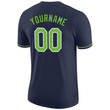 Load image into Gallery viewer, Custom Navy Neon Green-White Performance T-Shirt