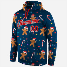 Load image into Gallery viewer, Custom Stitched Navy Red-White Christmas 3D Sports Pullover Sweatshirt Hoodie