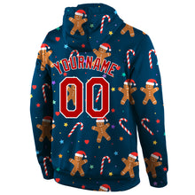 Load image into Gallery viewer, Custom Stitched Navy Red-White Christmas 3D Sports Pullover Sweatshirt Hoodie