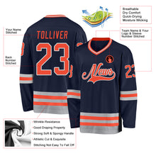 Load image into Gallery viewer, Custom Navy Orange-Gray Hockey Jersey