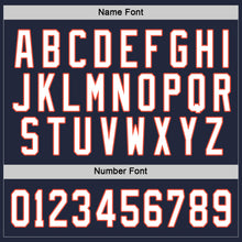 Load image into Gallery viewer, Custom Navy White-Orange Hockey Jersey