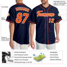 Load image into Gallery viewer, Custom Navy Orange-White Authentic Baseball Jersey