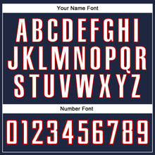 Load image into Gallery viewer, Custom Navy White-Red Authentic Baseball Jersey