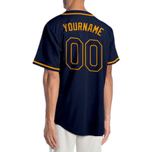 Load image into Gallery viewer, Custom Navy Navy-Gold Authentic Baseball Jersey