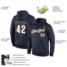 Load image into Gallery viewer, Custom Stitched Navy White-Old Gold Sports Pullover Sweatshirt Hoodie