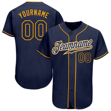 Load image into Gallery viewer, Custom Navy Navy-Gold Authentic Baseball Jersey