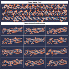 Load image into Gallery viewer, Custom Navy Orange-White Authentic Baseball Jersey