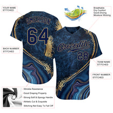 Load image into Gallery viewer, Custom Navy Navy-Old Gold 3D Pattern Design Marble Authentic Baseball Jersey