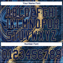 Load image into Gallery viewer, Custom Navy Navy-Old Gold 3D Pattern Design Marble Authentic Baseball Jersey
