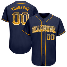 Load image into Gallery viewer, Custom Navy Gold-White Authentic Drift Fashion Baseball Jersey