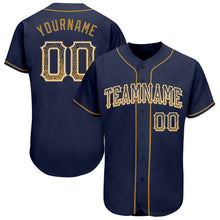Load image into Gallery viewer, Custom Navy Old Gold-White Authentic Drift Fashion Baseball Jersey