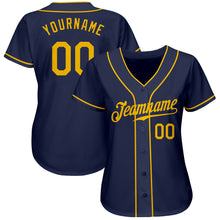 Load image into Gallery viewer, Custom Navy Gold Authentic Baseball Jersey