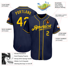 Load image into Gallery viewer, Custom Navy Gold Authentic Baseball Jersey