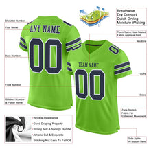 Load image into Gallery viewer, Custom Neon Green Navy-White Mesh Authentic Football Jersey