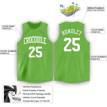 Load image into Gallery viewer, Custom Neon Green White Round Neck Basketball Jersey - Fcustom