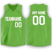 Load image into Gallery viewer, Custom Neon Green White V-Neck Basketball Jersey - Fcustom