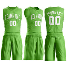 Load image into Gallery viewer, Custom Neon Green White Round Neck Suit Basketball Jersey - Fcustom