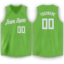 Load image into Gallery viewer, Custom Neon Green White V-Neck Basketball Jersey - Fcustom