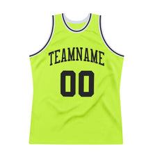 Load image into Gallery viewer, Custom Neon Green Black-White Authentic Throwback Basketball Jersey