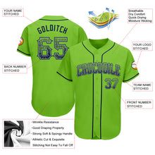 Load image into Gallery viewer, Custom Neon Green Navy-Gray Authentic Drift Fashion Baseball Jersey