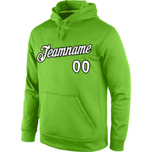 Load image into Gallery viewer, Custom Stitched Neon Green White-Black Sports Pullover Sweatshirt Hoodie