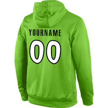 Load image into Gallery viewer, Custom Stitched Neon Green White-Black Sports Pullover Sweatshirt Hoodie