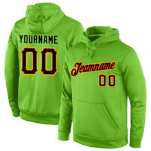 Load image into Gallery viewer, Custom Stitched Neon Green Black-Orange Sports Pullover Sweatshirt Hoodie