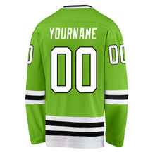 Load image into Gallery viewer, Custom Neon Green White-Black Hockey Jersey
