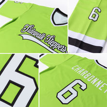 Load image into Gallery viewer, Custom Neon Green White-Black Hockey Jersey