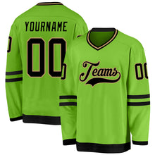 Load image into Gallery viewer, Custom Neon Green Black-Old Gold Hockey Jersey
