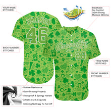 Load image into Gallery viewer, Custom Neon Green Neon Green-White 3D Pattern Design Authentic St. Patrick's Day Baseball Jersey
