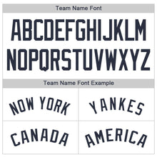 Load image into Gallery viewer, Custom White Navy Pinstripe Navy Baseball Jersey