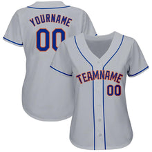 Load image into Gallery viewer, Custom Gray Royal-Orange Baseball Jersey