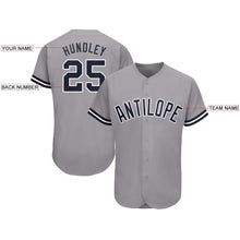 Load image into Gallery viewer, Custom Gray Navy-White Baseball Jersey