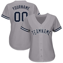 Load image into Gallery viewer, Custom Gray Navy-White Baseball Jersey
