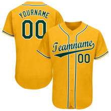 Load image into Gallery viewer, Custom Gold Green-White Baseball Jersey