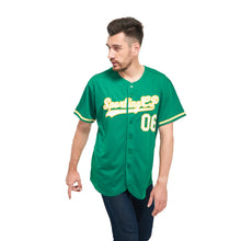 Load image into Gallery viewer, Custom Kelly Green White-Gold Baseball Jersey