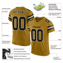Load image into Gallery viewer, Custom Old Gold Black-White Mesh Authentic Football Jersey - Fcustom