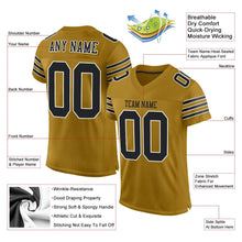 Load image into Gallery viewer, Custom Old Gold Black-White Mesh Authentic Football Jersey - Fcustom