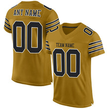 Load image into Gallery viewer, Custom Old Gold Black-White Mesh Authentic Football Jersey - Fcustom