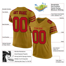 Load image into Gallery viewer, Custom Old Gold Red-Black Mesh Authentic Football Jersey - Fcustom