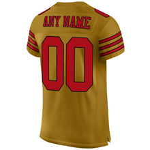 Load image into Gallery viewer, Custom Old Gold Red-Black Mesh Authentic Football Jersey - Fcustom