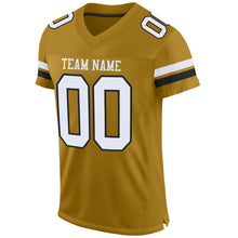 Load image into Gallery viewer, Custom Old Gold White-Black Mesh Authentic Football Jersey
