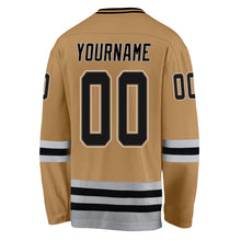 Load image into Gallery viewer, Custom Old Gold Black-Gray Hockey Jersey