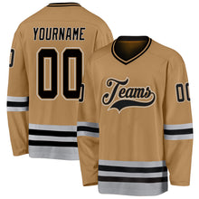Load image into Gallery viewer, Custom Old Gold Black-Gray Hockey Jersey