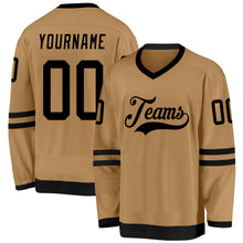 Load image into Gallery viewer, Custom Old Gold Black Hockey Jersey