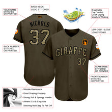 Load image into Gallery viewer, Custom Olive Camo-Black Authentic Salute To Service Baseball Jersey