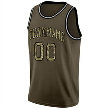 Load image into Gallery viewer, Custom Olive Camo-Black Round Neck Rib-Knit Salute To Service Basketball Jersey
